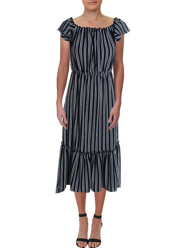 Women's Casual Apparel For Weekends Chic Sophistication Womens Striped Hi-Low Maxi Dress