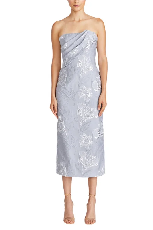 Women's Evening Clothing Today Only Jacqueline Jacquard Midi Dress In Silver