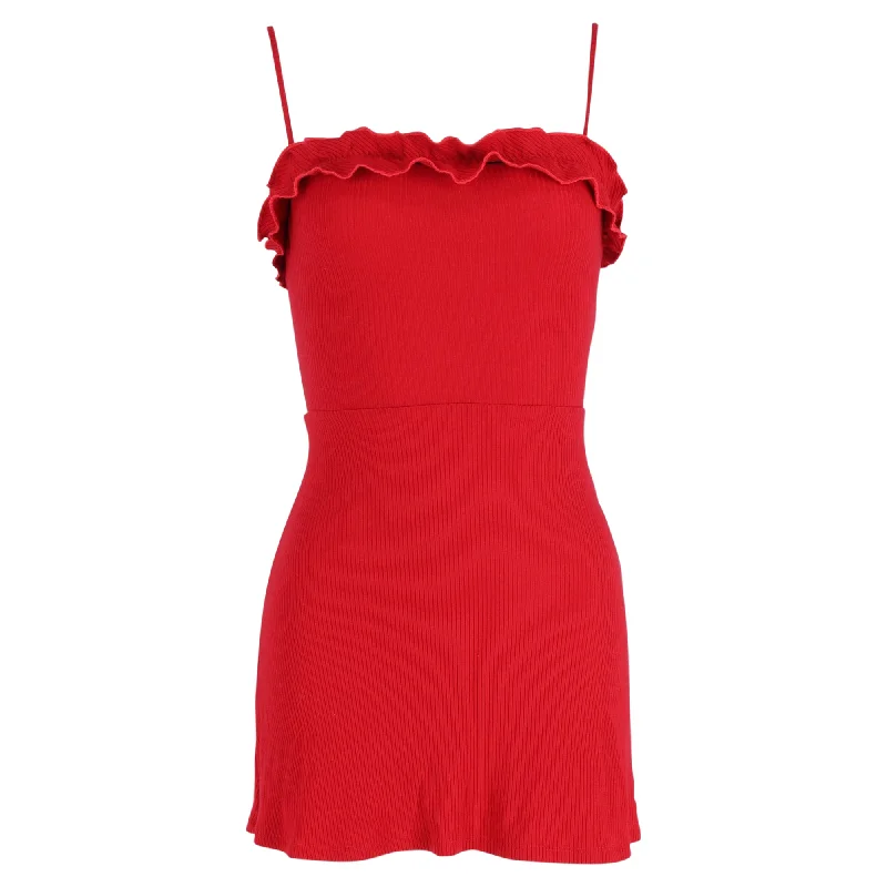 Women's Holiday Clothing Playful Elegance Reformation Bri Mini Dress in Red Cotton