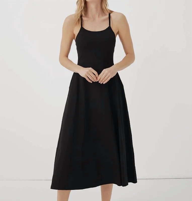 Stylish Women's Outfit Modern Romance Women's Fit & Flare Midi Dress In Black