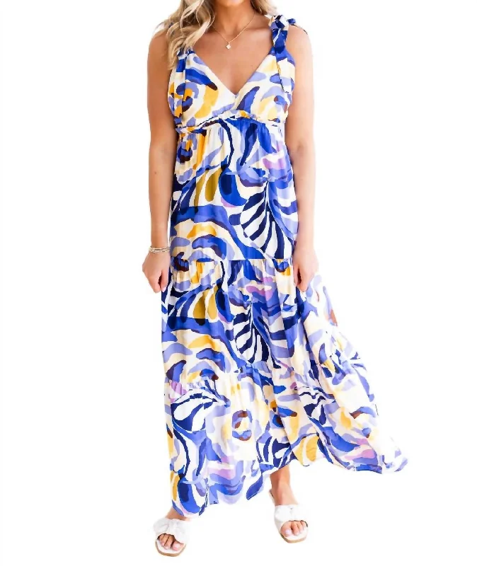 Plus-Size Women's Clothing Floral Style One True Love Print Maxi Dress In Blue