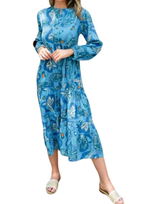 Women's Fashion Clothes Casual Weekend Relaxed Style Lila Maxi Dress In Blue Seas