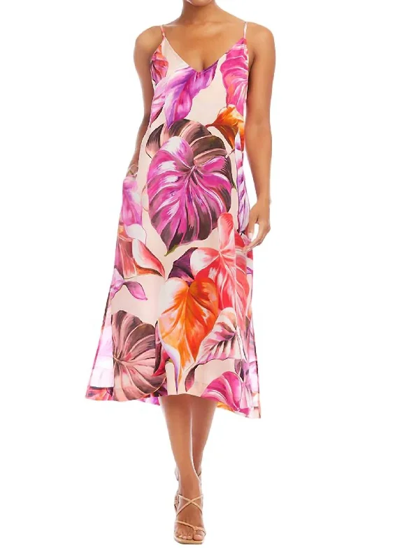 Formal Outfit For Women Everyday Glamour Side Slit Midi Dress In Print