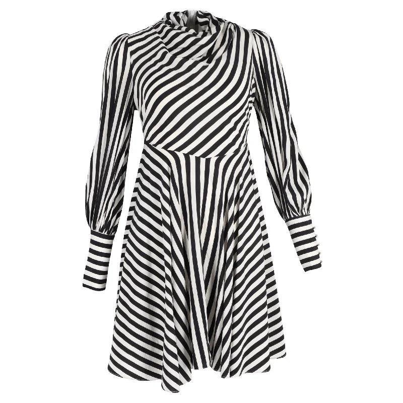 Women's Trendy Casual Clothes Dreamy Draping Zimmermann Draped Striped Mini Dress in Black and White Silk