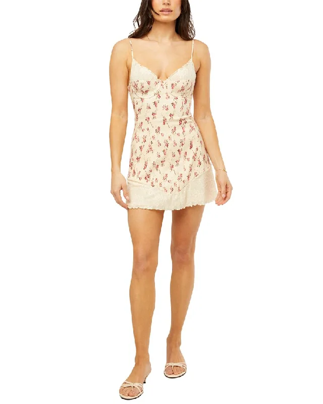 Women's Holiday Outfit Elevated Style WeWoreWhat Lace Peplum Corset Linen-Blend Mini Dress