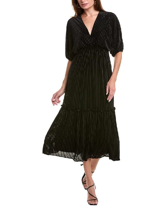 Women's Activewear Apparel Grab Romantic Date - Night Styles Now Taylor Velvet Burnout Stripe Midi Dress