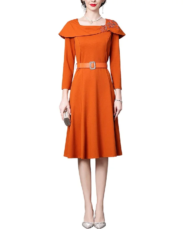 Women's Work Outfit Luxe Layering Anette 3/4-Sleeve Midi Dress