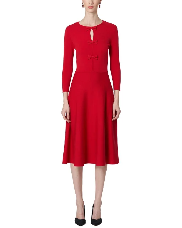 Fashion-Forward Women's Clothing Flowy Fabric Carolina Herrera Flare Wool-Blend Midi Dress