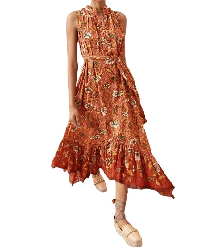 Women's Clothes And Garments Alluring Design Beverly Midi Dress In Amaryllis