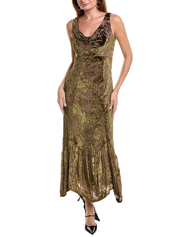 Affordable Luxury Women's Garments Boho - Chic Festival - Ready Style Taylor Velvet Burnout Midi Dress