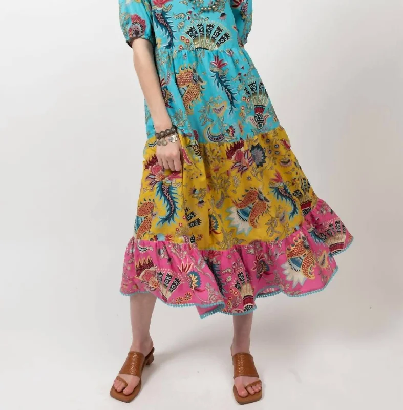 Charming Women's Clothes For Special Events Alluring Design Hot Tropics Midi Dress In Blue Multi