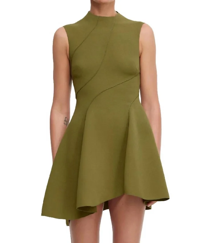 Women's Holiday Attire Effortless Comfort Rowe Mini Dress In Olive