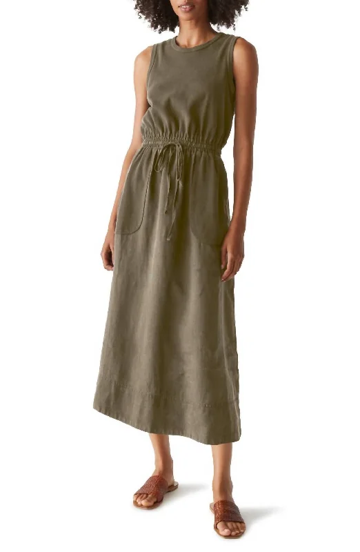 Comfortable Women's Clothing Grab Romantic Date - Night Styles Now Wilhelmina Mixed Midi Dress In Camo