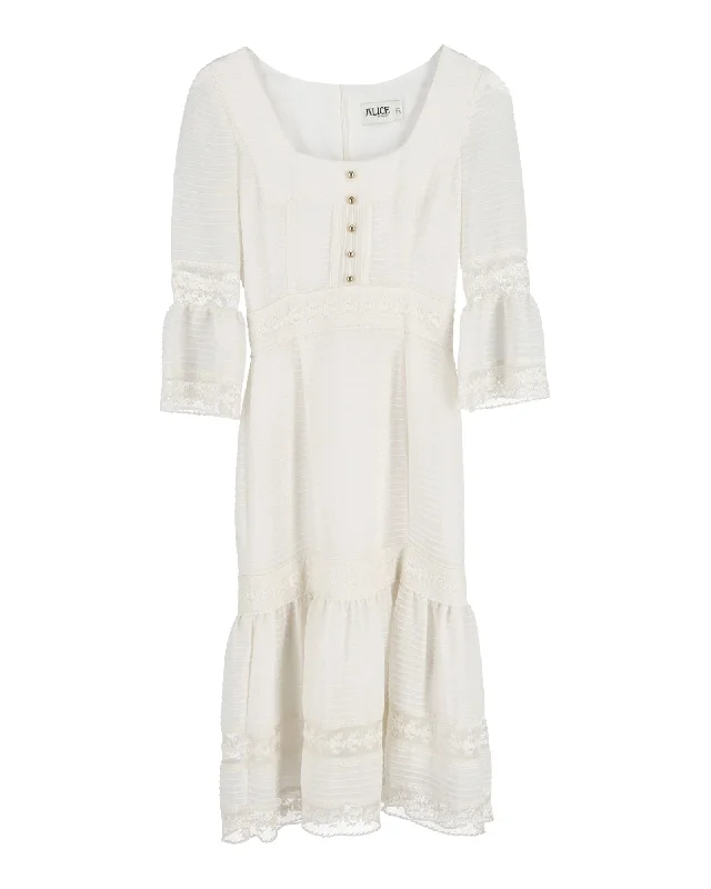 Women's Transitional Garments Graceful Movement Alice by Temperley Midi Dress in White Silk