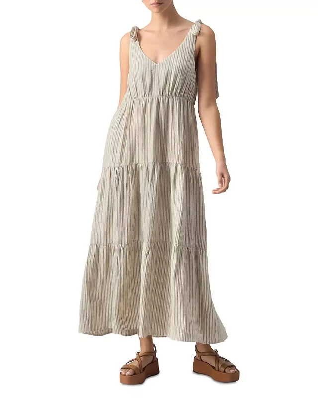 Elegant Clothing For Women Summer Fashion Move Your Body Maxi Dress In Olive Stripe