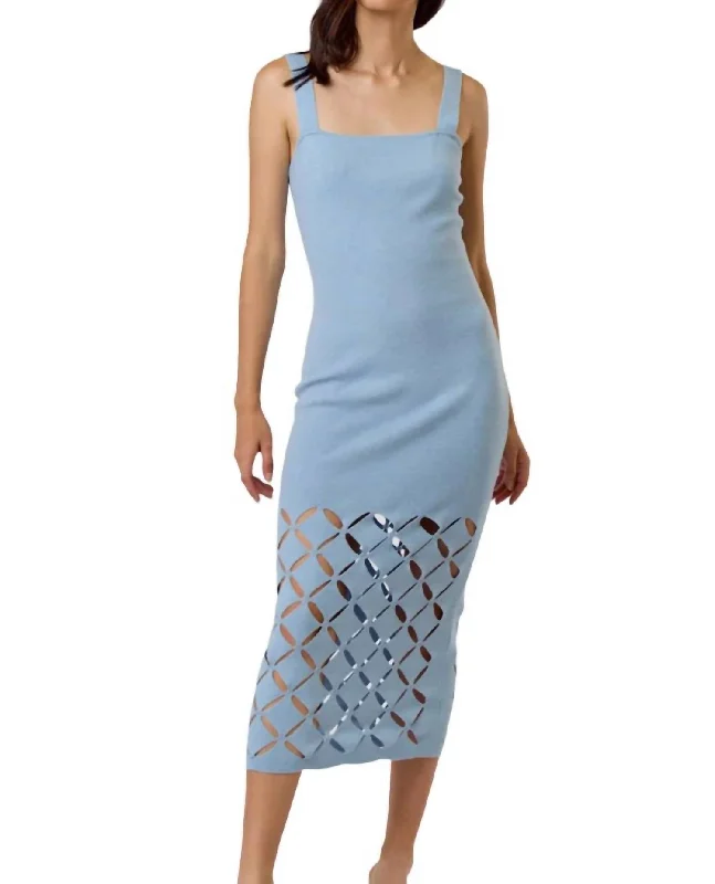 Women's Clothing Apparel Great Deals On Ethnic Cultural Wear Cut Out Detail Midi Dress In Sky Blue