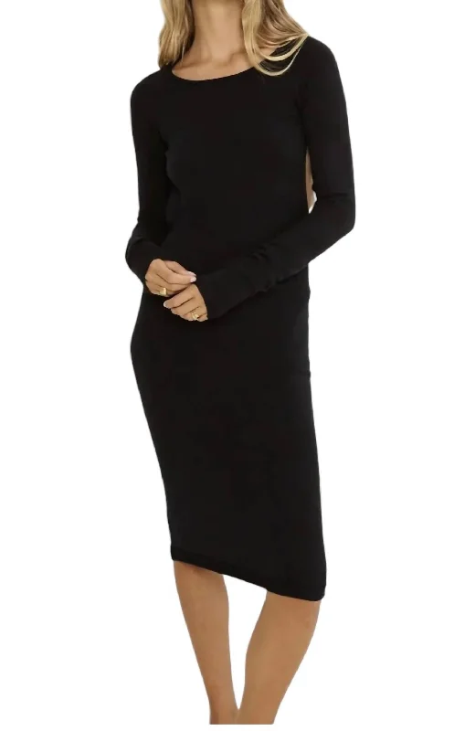 Women's Casual Attire Formal Outfit Mabel Midi Dress In Black