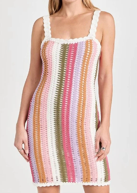 Casual Attire For Women Limited - Edition Drops Lito Crochet Mini Dress In Multi Stripe