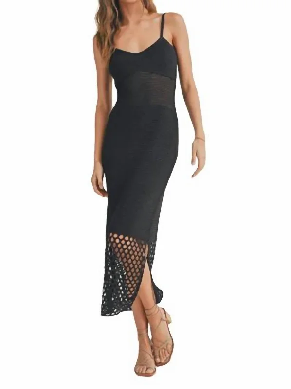 Women's Seasonal Clothing Seasonal Trend Net Midi Dress In Black