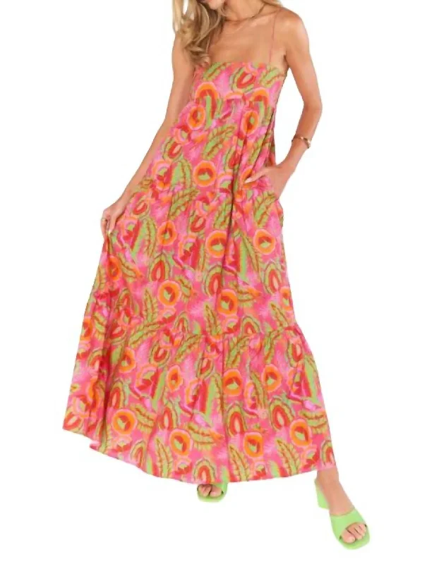 Women's Work Outfit For The Office Tropical Island - Inspired Attire Long Weekend Maxi Dress In Paradise Palms