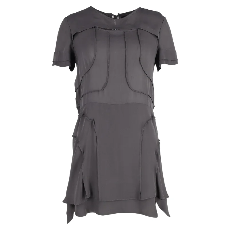 Women's Elegant Clothes Subtle Sophistication Isabel Marant Short Sleeve Mini Dress in Grey Silk