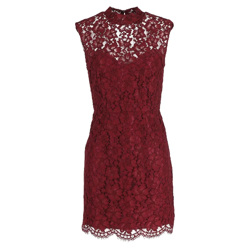 Timeless Women's Clothes Alluring Design Sandro Romie Lace Mini Dress in Red Cotton