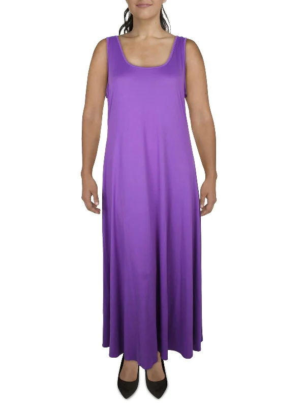 Modern Women's Apparel Flowing Silhouette Plus Womens Long Sleeveless Maxi Dress