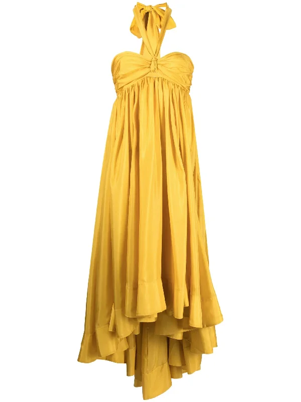 Women's Athletic Outfit Sophisticated Cut Zimmermann Devi Halter Maxi Dress Mustard