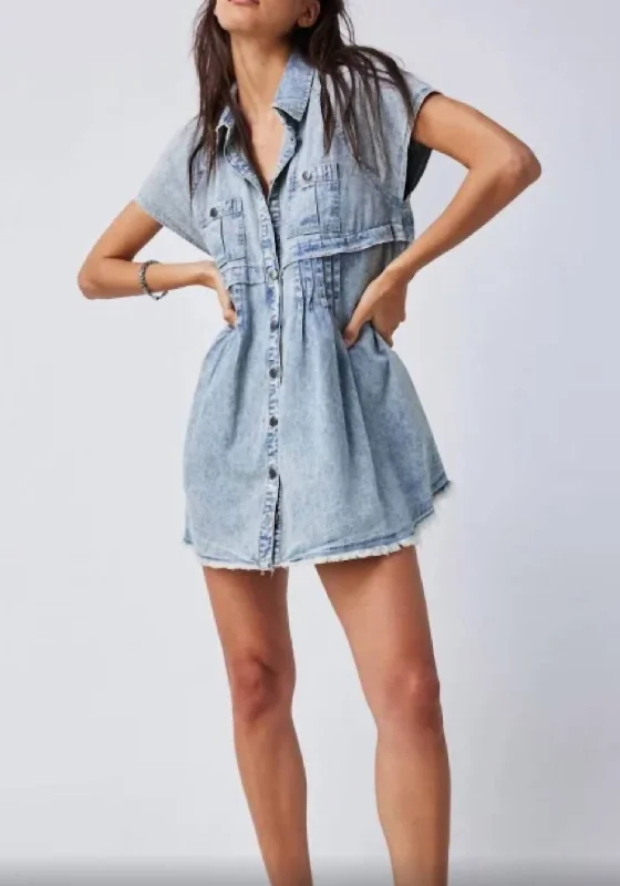 Women's Trendy Attire Effortless Grace Ronnie Mini Dress In Denim