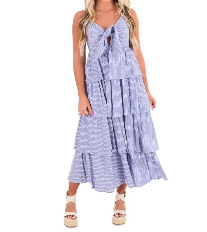 Women's Professional Clothes Y2K Nostalgic Fashion Look Keep Dreaming Tiered Maxi Dress In Blue