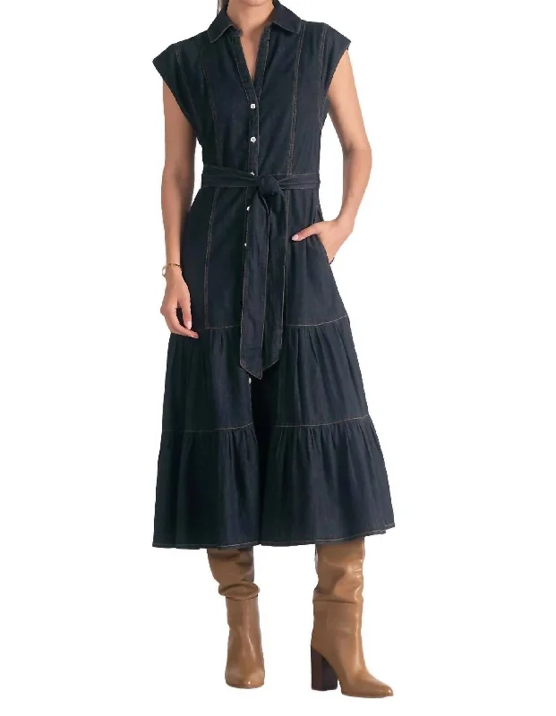 Women's Everyday Garments Rustic Countryside Charm Look Daria Midi Dress In Black