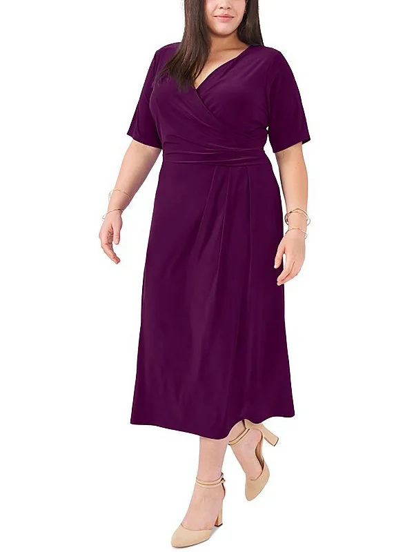 Casual Chic Clothing For Women Elegant Details Plus Womens Jersey V-Neck Midi Dress