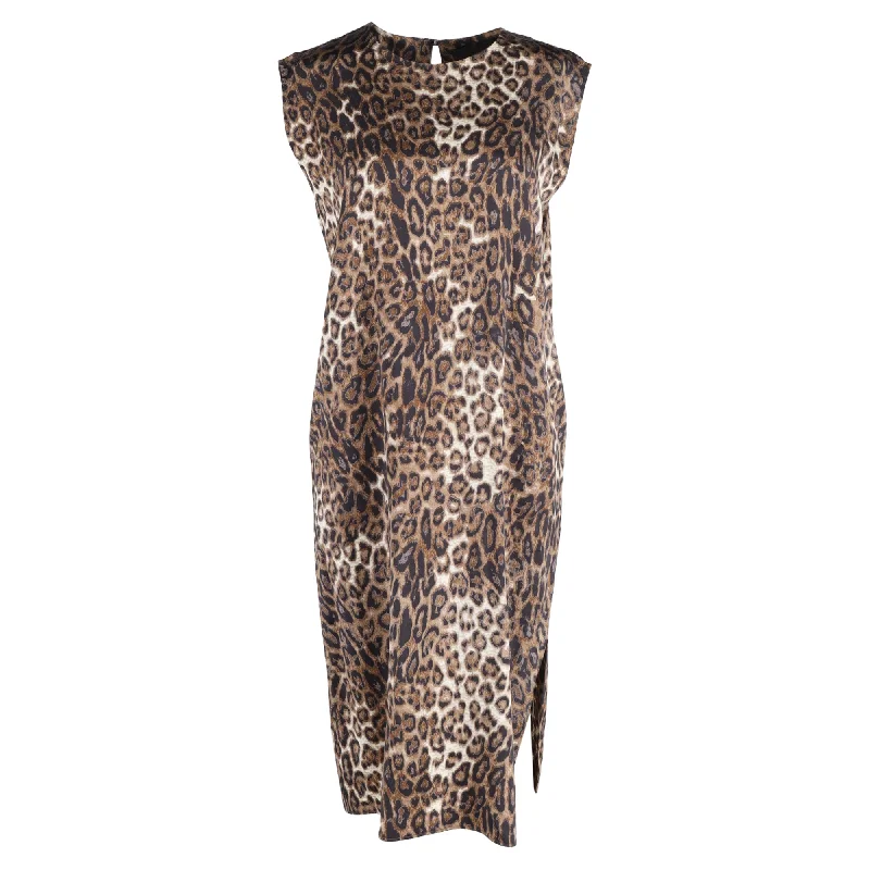 Charming Women's Outfit For Special Occasions Tropical Island - Inspired Attire Nili Lotan Midi Dress in Animal Print Silk