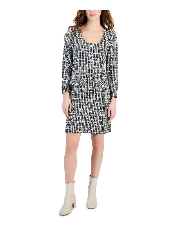 Women's Effortless Casual Outfit Weekend Special Womens Tweed Word Day Wear Midi Dress