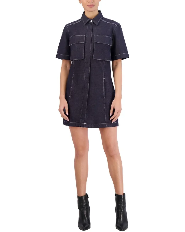 Women's Work Outfit For The Office Parisian Effortless Chic Style BCBG NY Denim Mini Dress