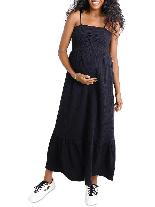 Women's Plus-Size Apparel Effortless Comfort Womens Smocked Long Maxi Dress