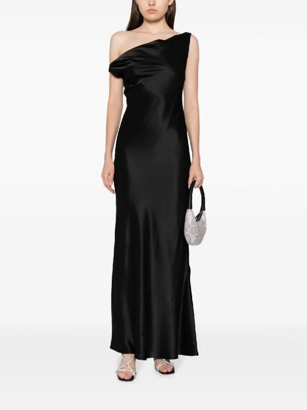 Women's Holiday Clothing Elegant Details Women's Ashanti One Drape Shoulder Maxi Dress In Black