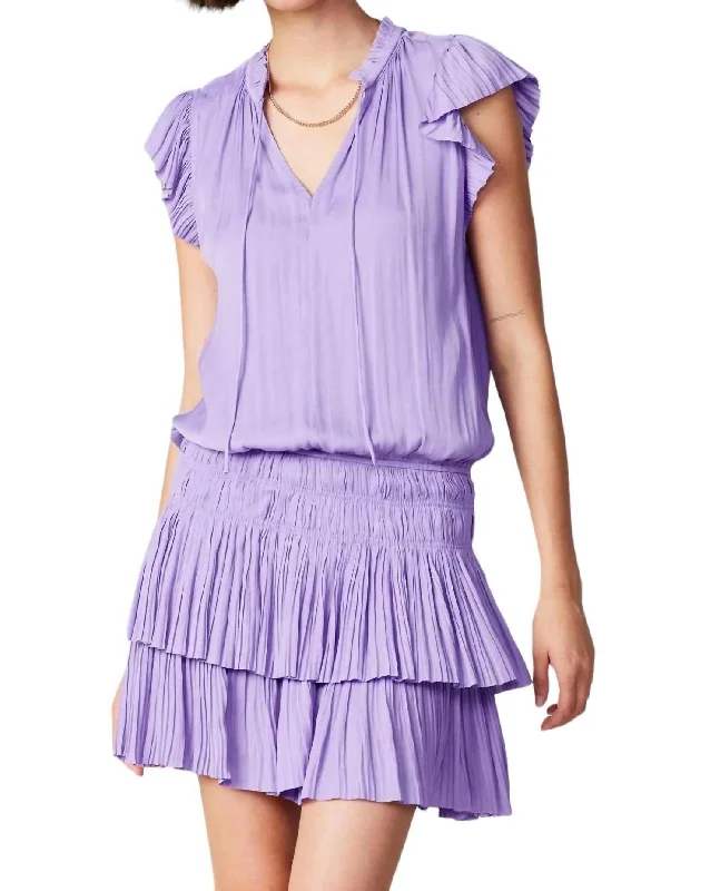 Affordable Luxury Women's Apparel Vintage Charm Zoey Pleated Mini Dress In Lavender