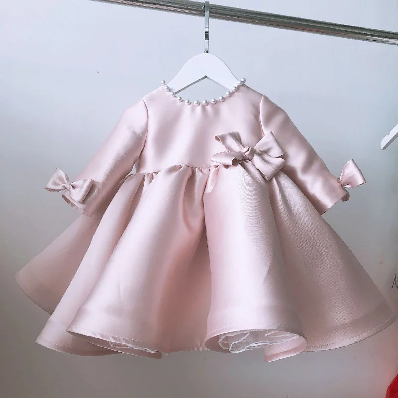 Women's Relaxed Clothes Hollywood Glam Award - Show Style Girl Christmas Dress Baby Girl Princess Dress Long Sleeve Bow Fluffy Formal Baby Girl Dresses Birthday Party Dress