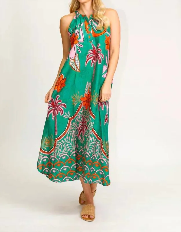 Chic Clothes For Women Vibrant Prints Havana Maxi Dress In Fern