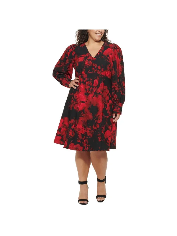 Stylish Clothes For Women Charming Silhouette Plus Womens Floral Knee Midi Dress