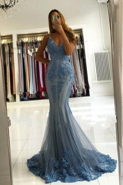 Women's Clothes For Work Refined Simplicity Charming V neck Mermaid Appliques Prom Dresses Formal Evening Gowns    cg18842