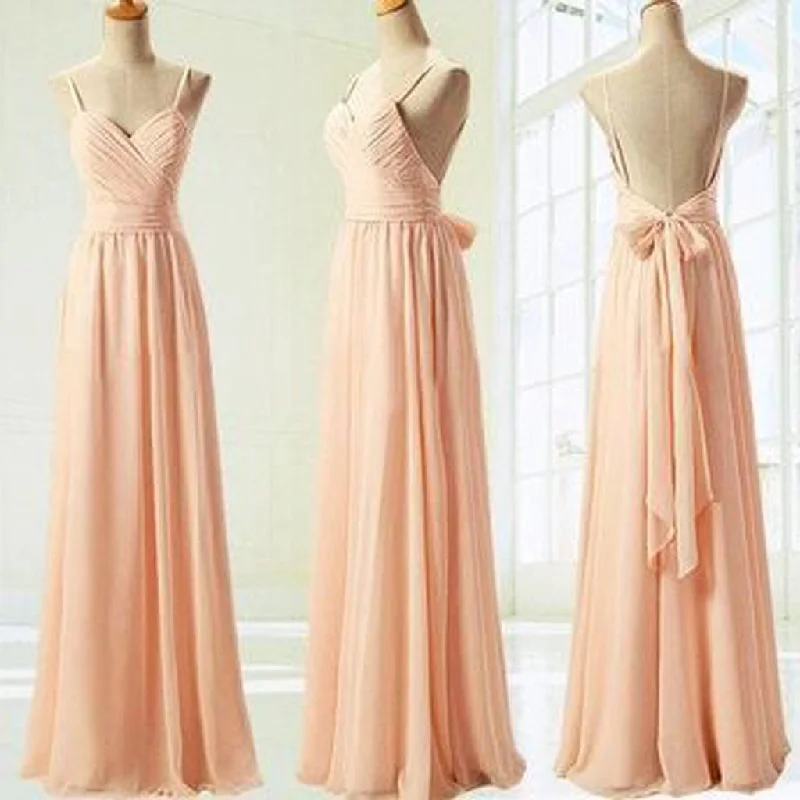 Affordable Women's Clothes Modern Romance Popular Junior Pretty Chiffon Sweet Heart Backless Floor-Length Maxi Cheap Bridesmaid Dresses, WG67