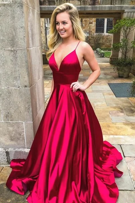 Women's Clothing For Casual Outings Sleek Design Prom Dress Long V Neckline, Ball Gown, Dresses For Party cg1562