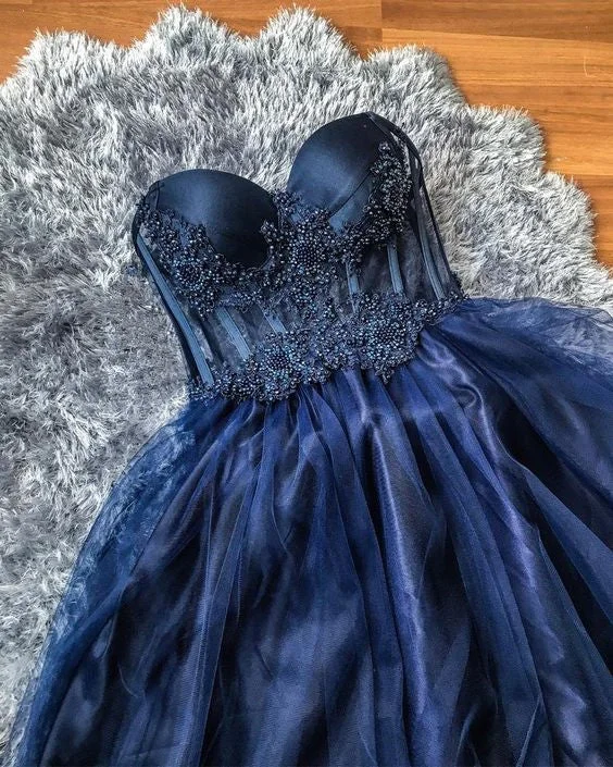 Modern Women's Apparel Modern Glamour Prom dress, ball gown, formal dress, evening gown, navy blue evening dress    cg18942