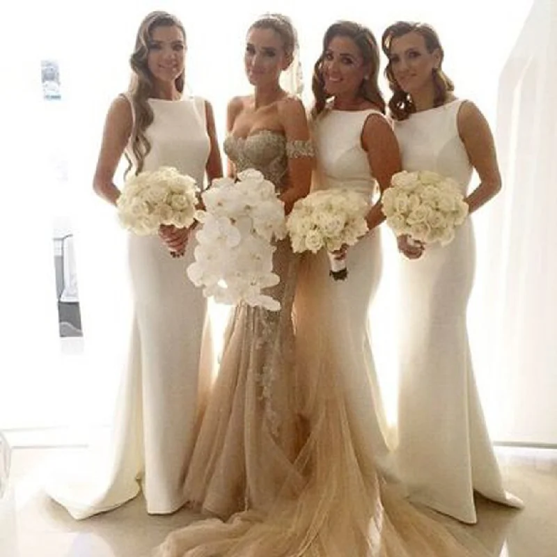 Women's Casual Wear Clothes Chic Allure Charming White Simple Sexy Mermaid Women Elegant Long Wedding Party Bridesmaid Dresses, WG79