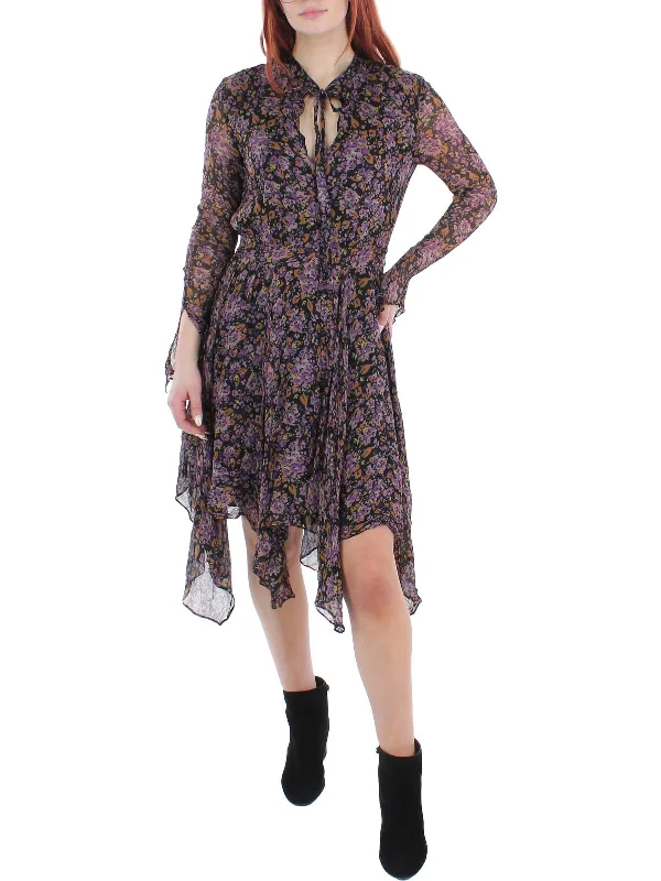 Women's Relaxed Outfit Feminine Soft - Hued Look Womens Flowy Floral Midi Dress