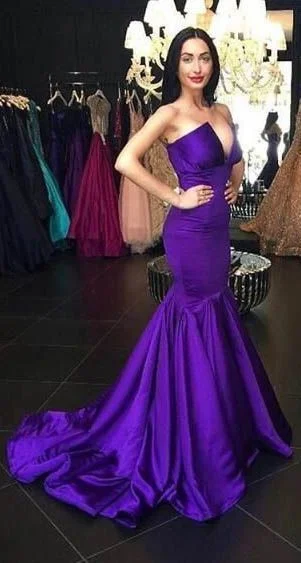 Women's Fashionable Attire For Work Feminine Charm Sexy Purple Mermaid Prom Dresses with V Neck Popular Long Evening Gowns cg4474