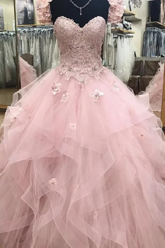 Women's Clothing For Outdoor Activities Fashion-Forward Style Pink lace long A line prom gown A line evening dress    cg18802