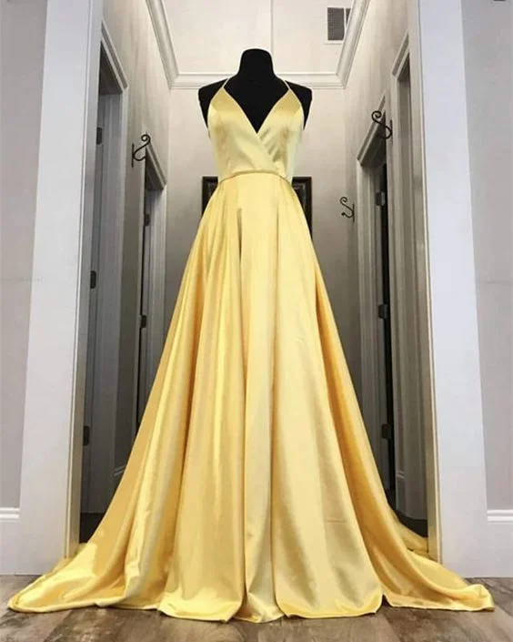 Affordable Fashion Clothing For Women Exquisite Craftsmanship long yellow prom dresses leg split evening gowns cg1350